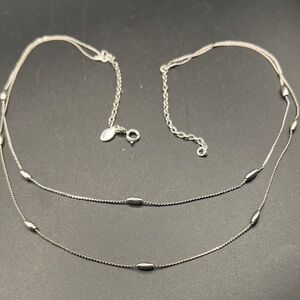 Avon Silver Double Layer Bead Necklace